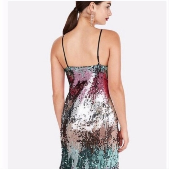 NEW Express Rainbow Multicolor Sequin Adjustable Party Dress ASO Josie Saltzman - Picture 6 of 16